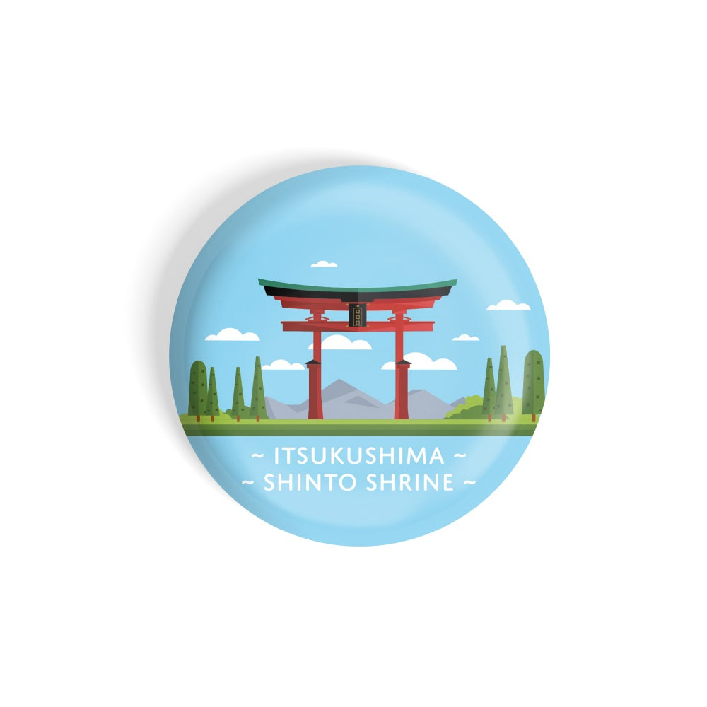 dhcrafts Round Fridge Magnet Blue Color Monuments Itsukushima Shinto Shrine Glossy Finish Design Pack of 1 (58 mm)